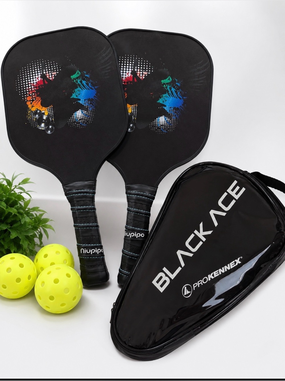 Niupipo Pickleball Paddle Set 2 Graphite USAPA Approved w/ ProKennex Case